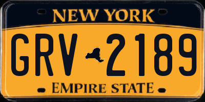 NY license plate GRV2189