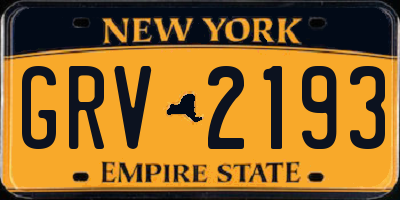 NY license plate GRV2193