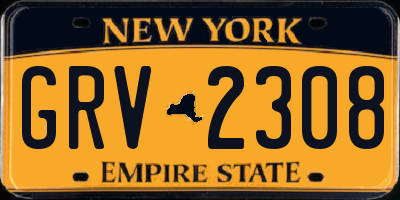 NY license plate GRV2308
