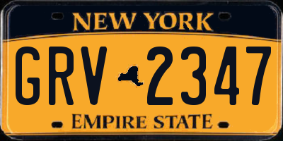 NY license plate GRV2347