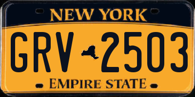 NY license plate GRV2503