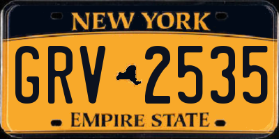 NY license plate GRV2535