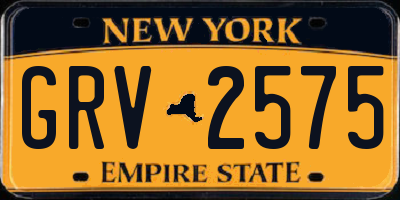 NY license plate GRV2575