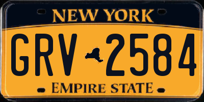 NY license plate GRV2584