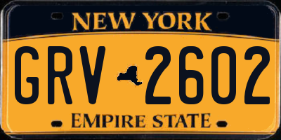 NY license plate GRV2602