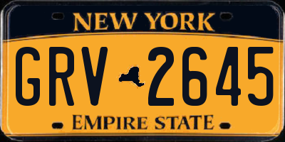 NY license plate GRV2645