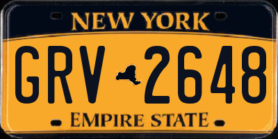 NY license plate GRV2648