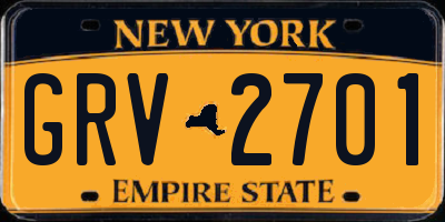 NY license plate GRV2701