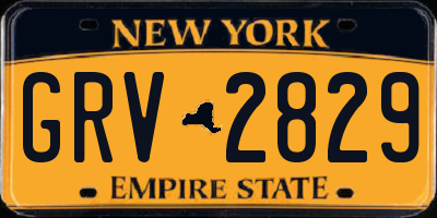 NY license plate GRV2829
