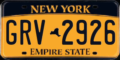 NY license plate GRV2926