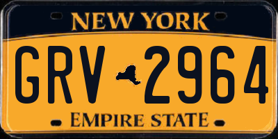 NY license plate GRV2964