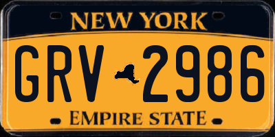 NY license plate GRV2986
