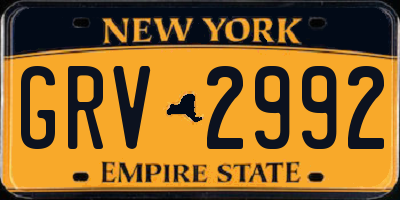 NY license plate GRV2992