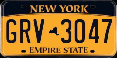 NY license plate GRV3047
