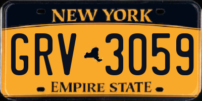 NY license plate GRV3059