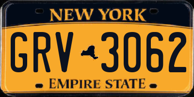 NY license plate GRV3062