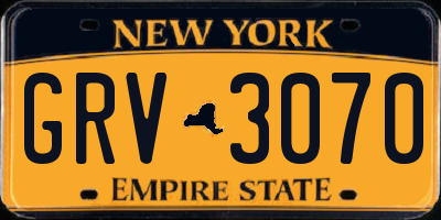 NY license plate GRV3070