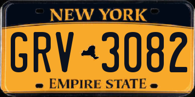 NY license plate GRV3082