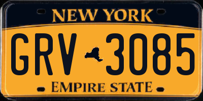 NY license plate GRV3085