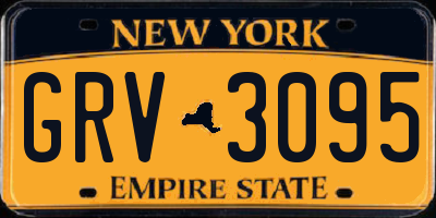 NY license plate GRV3095
