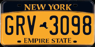 NY license plate GRV3098