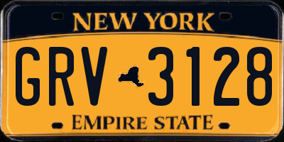 NY license plate GRV3128
