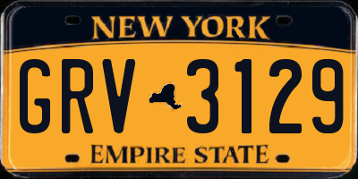 NY license plate GRV3129