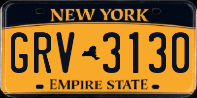 NY license plate GRV3130