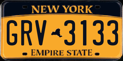 NY license plate GRV3133