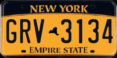 NY license plate GRV3134