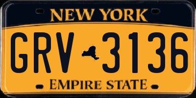 NY license plate GRV3136