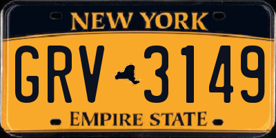 NY license plate GRV3149