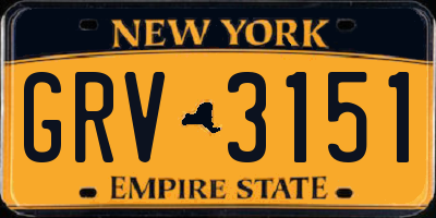 NY license plate GRV3151