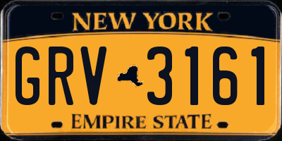 NY license plate GRV3161
