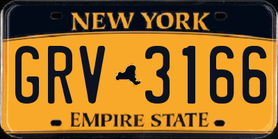 NY license plate GRV3166