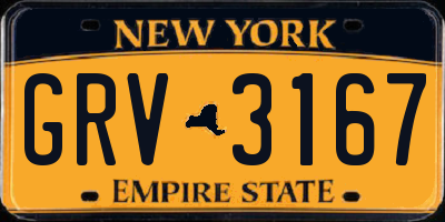 NY license plate GRV3167