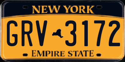 NY license plate GRV3172