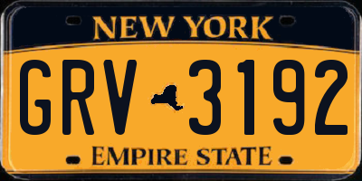 NY license plate GRV3192
