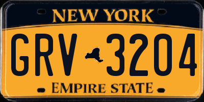 NY license plate GRV3204