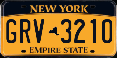 NY license plate GRV3210