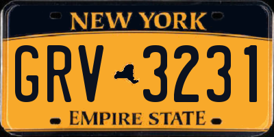 NY license plate GRV3231