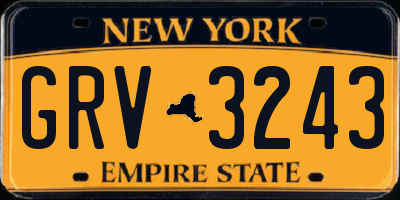 NY license plate GRV3243