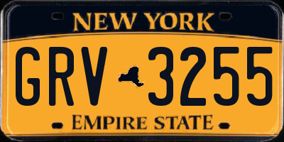 NY license plate GRV3255