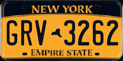 NY license plate GRV3262