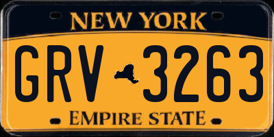 NY license plate GRV3263