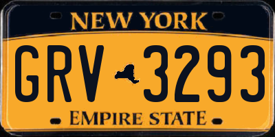 NY license plate GRV3293