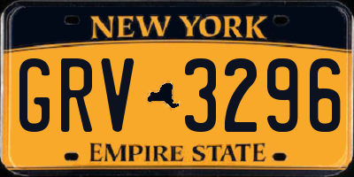 NY license plate GRV3296