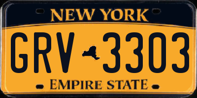 NY license plate GRV3303
