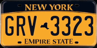 NY license plate GRV3323