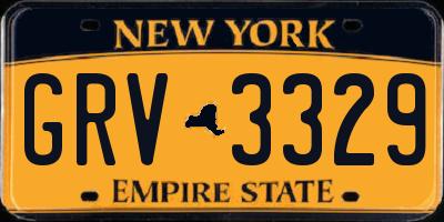NY license plate GRV3329